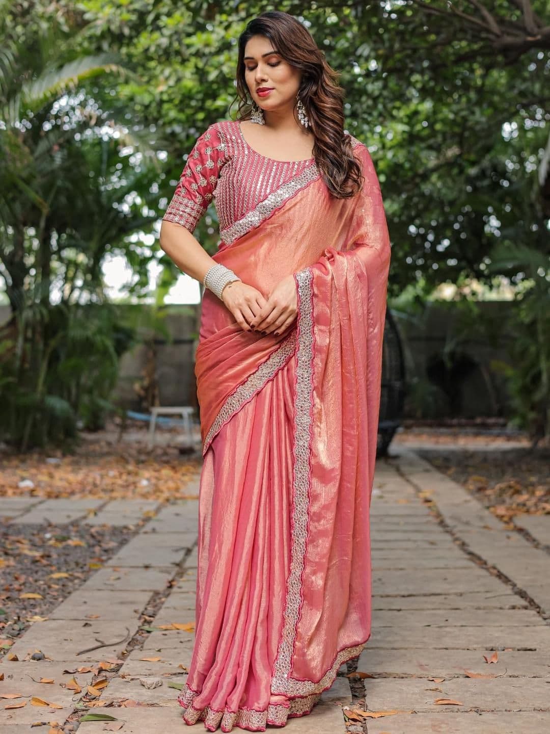 all about you Embellished Sequinned Pure Chiffon Saree - view 1