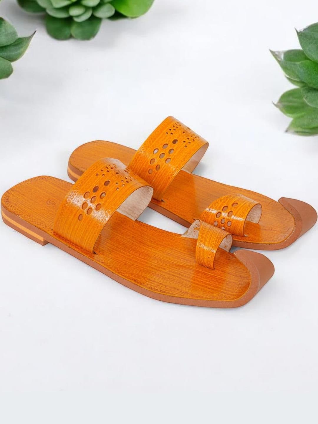 DFR Men Tan Synthetic Leather Comfort Sandals - view 1