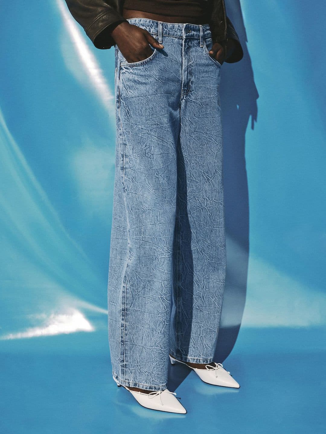 MANGO Women Mid-Rise Pure Cotton Light Fade Straight Fit Jeans with Creased Effect - view 1