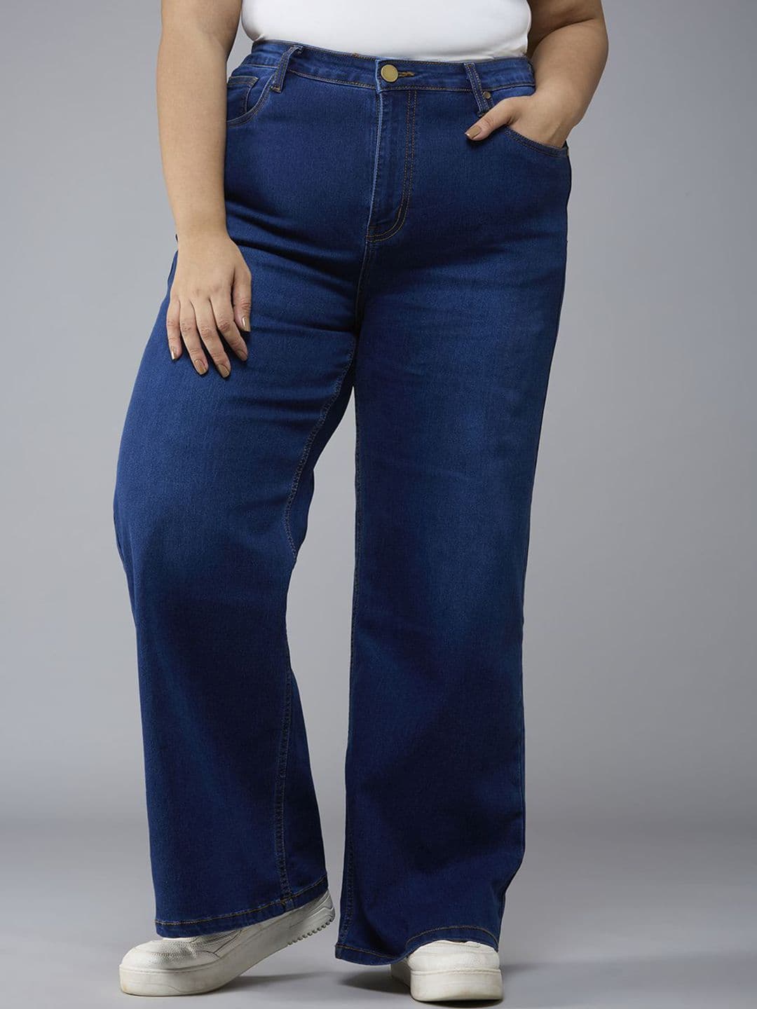 Style Quotient Women Plus Size Wide Leg High-Rise Light Fade Stretchable Jeans - view 1