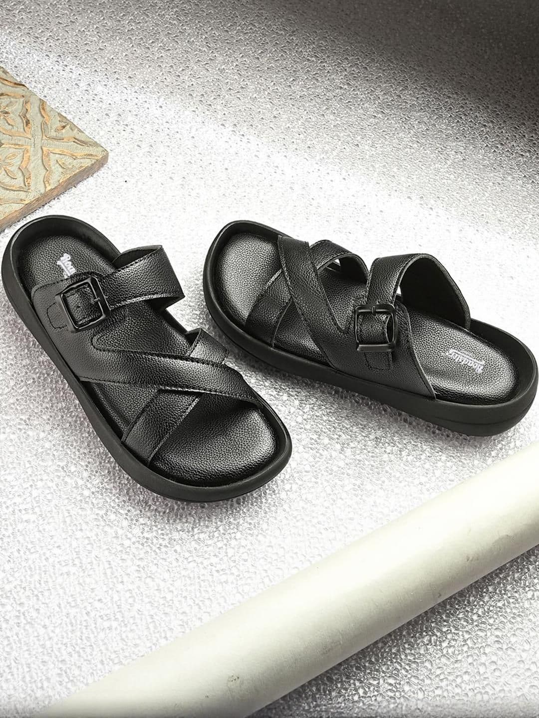 Roadster Men Black PU Comfort Sandals - view 1