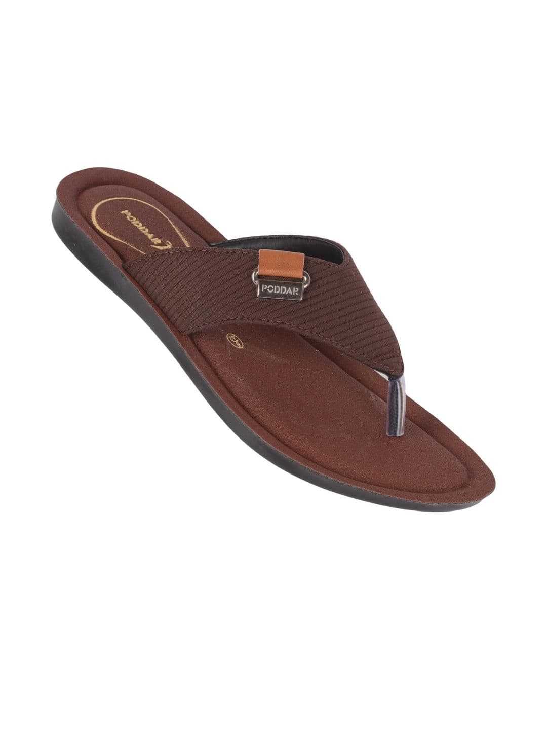 Poddar Men Textured Thong Flip-Flops - view 1