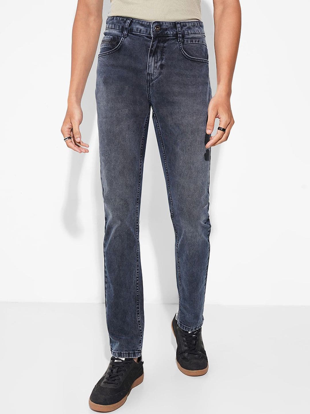 SF JEANS by Pantaloons Men Skinny Fit Mid-Rise Low Distress Light Fade Jeans - view 1