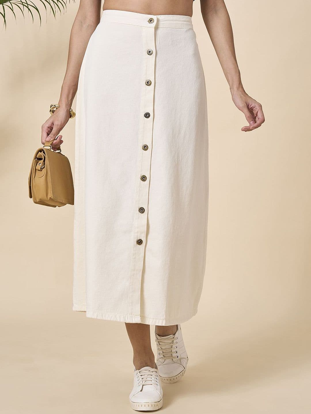 Style Quotient Pure Cotton A-Line Maxi Skirt - view 1