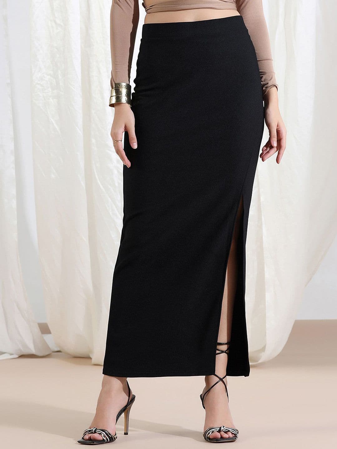 Selvia Edge Women Solid Straight Maxi Skirt - view 1