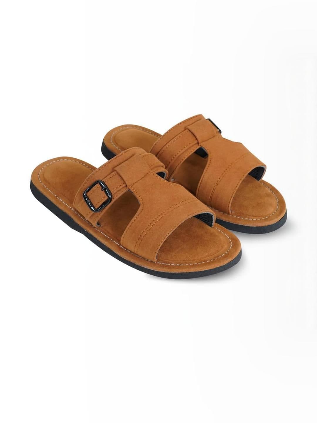 DFR Men Tan Fabric Comfort Sandals - view 1