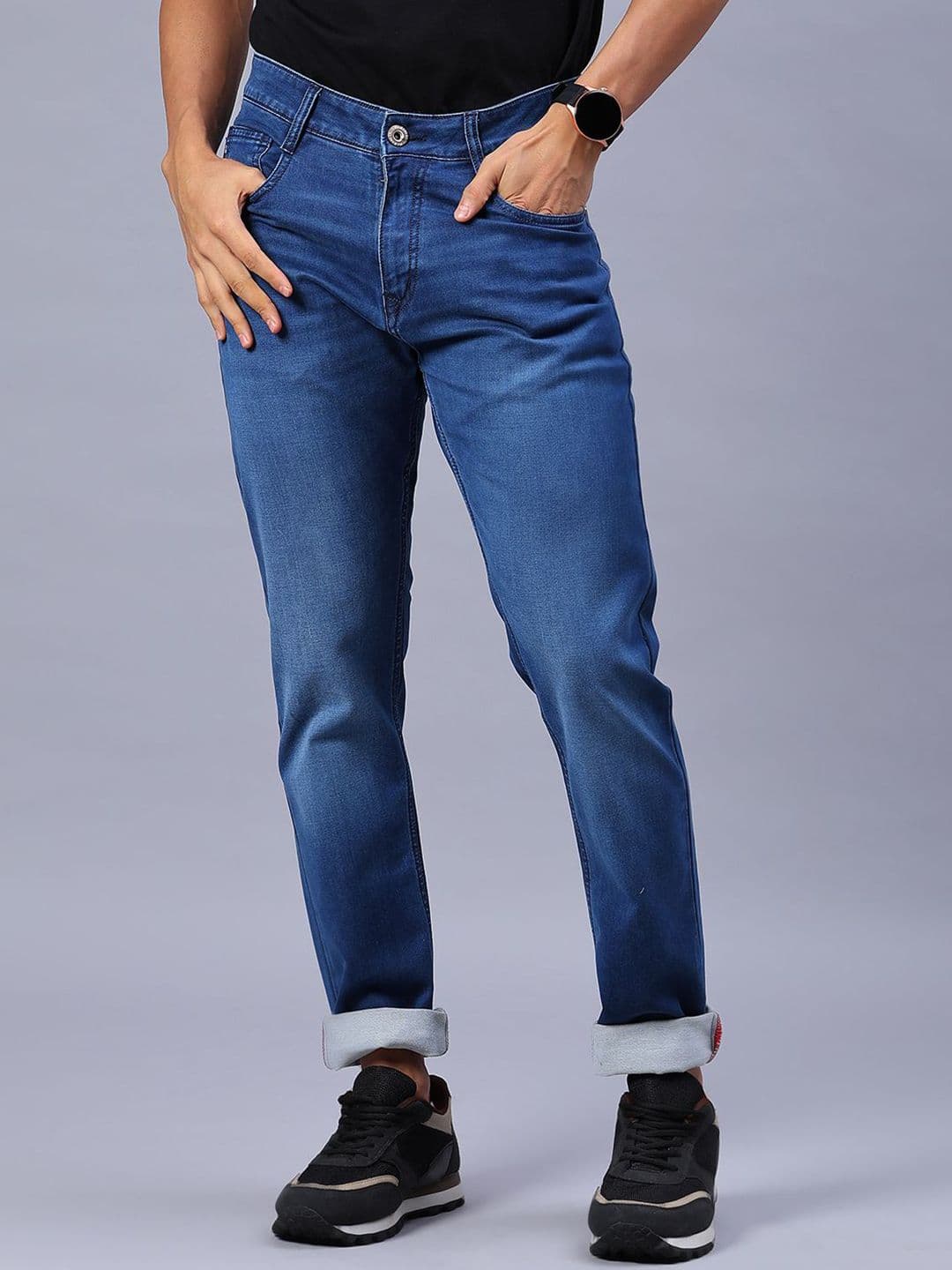 V-Mart Men Regular Fit Mid-Rise Light Fade Stretchable Jeans - view 1