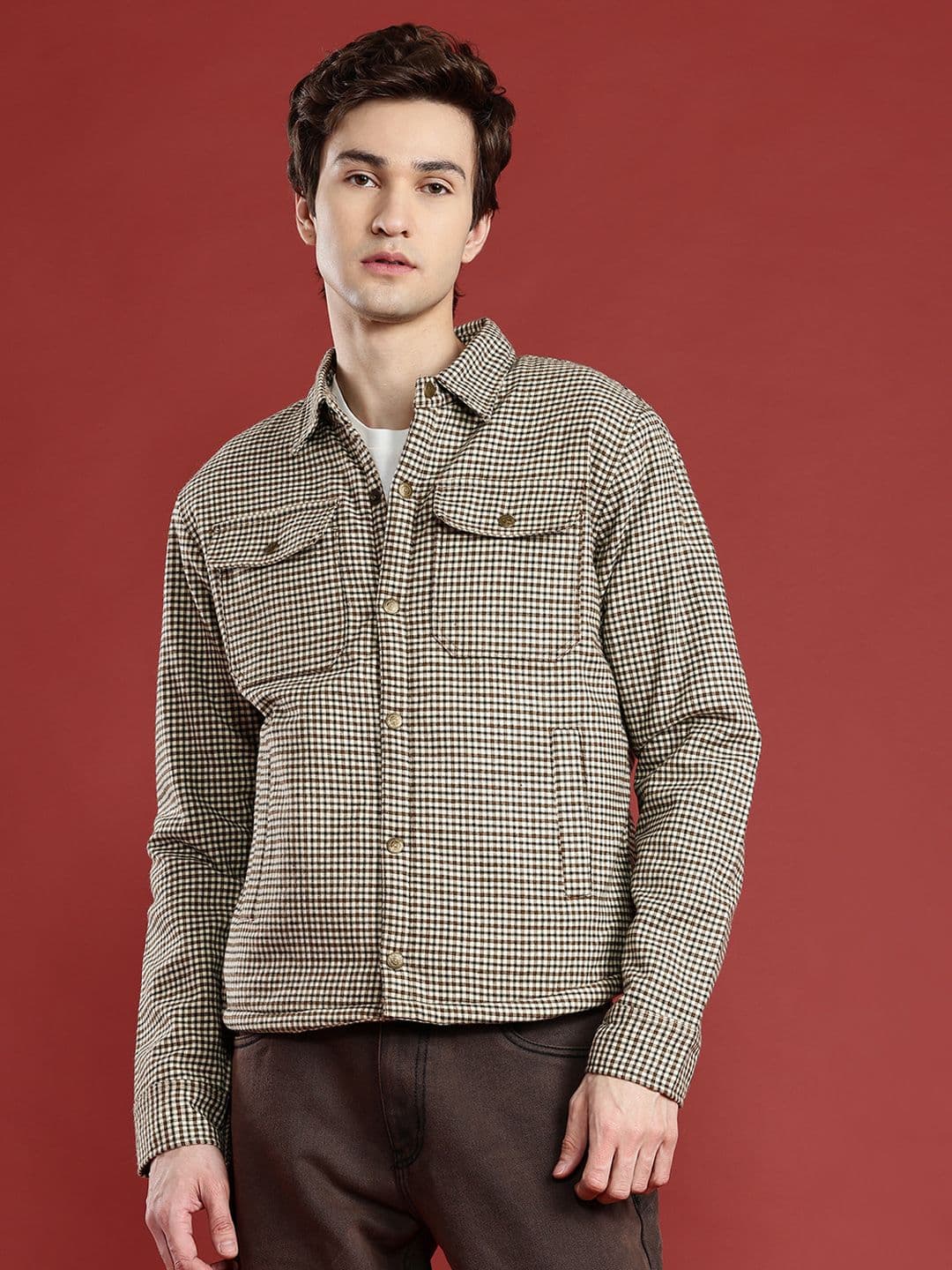 Leather Retail Men Checked Woollen Lightweight Tweed Tailored Jacket - view 1