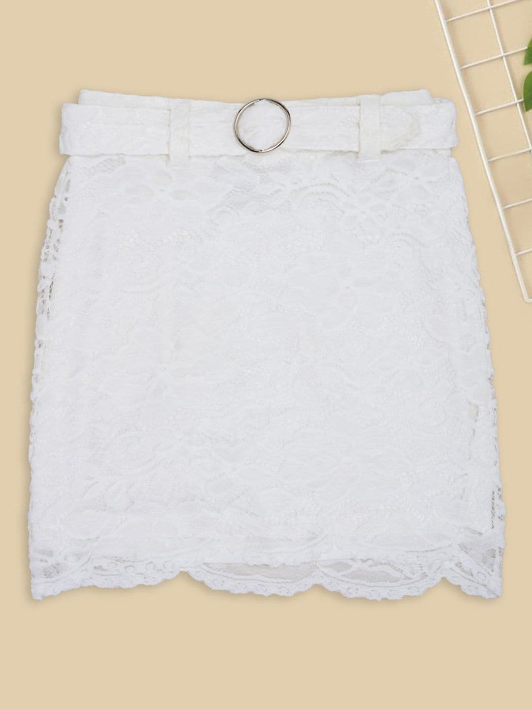 Pantaloons Junior Girls Self Design Straight Mini Skirt - view 1