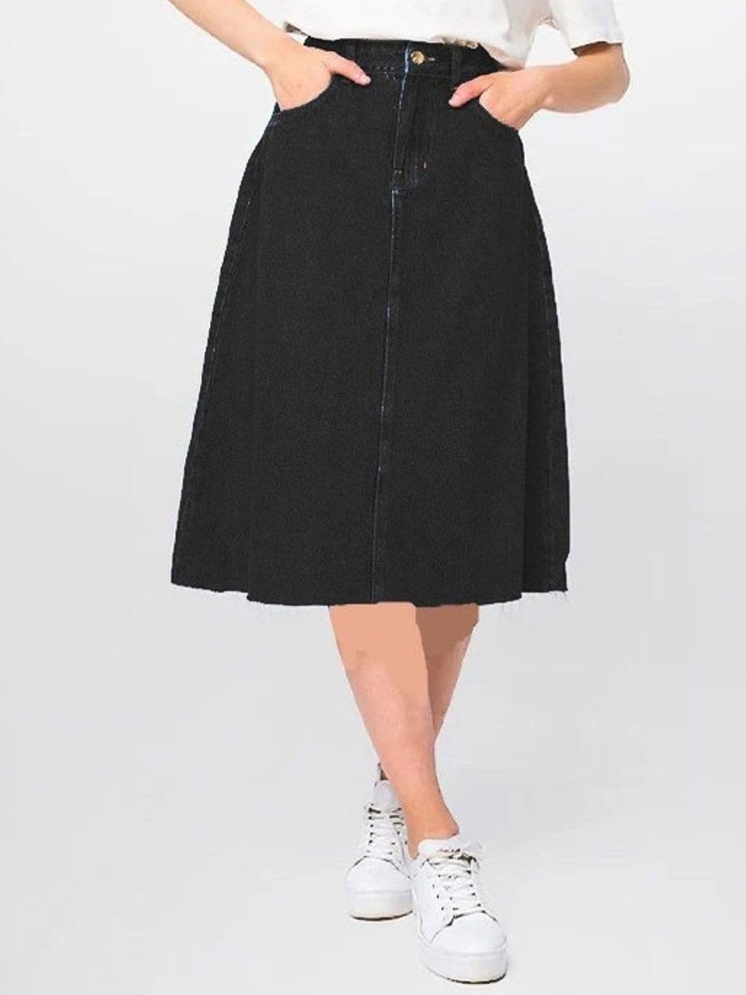 Tripursundari Fashion Women A-Line Midi Denim Skirt - view 1