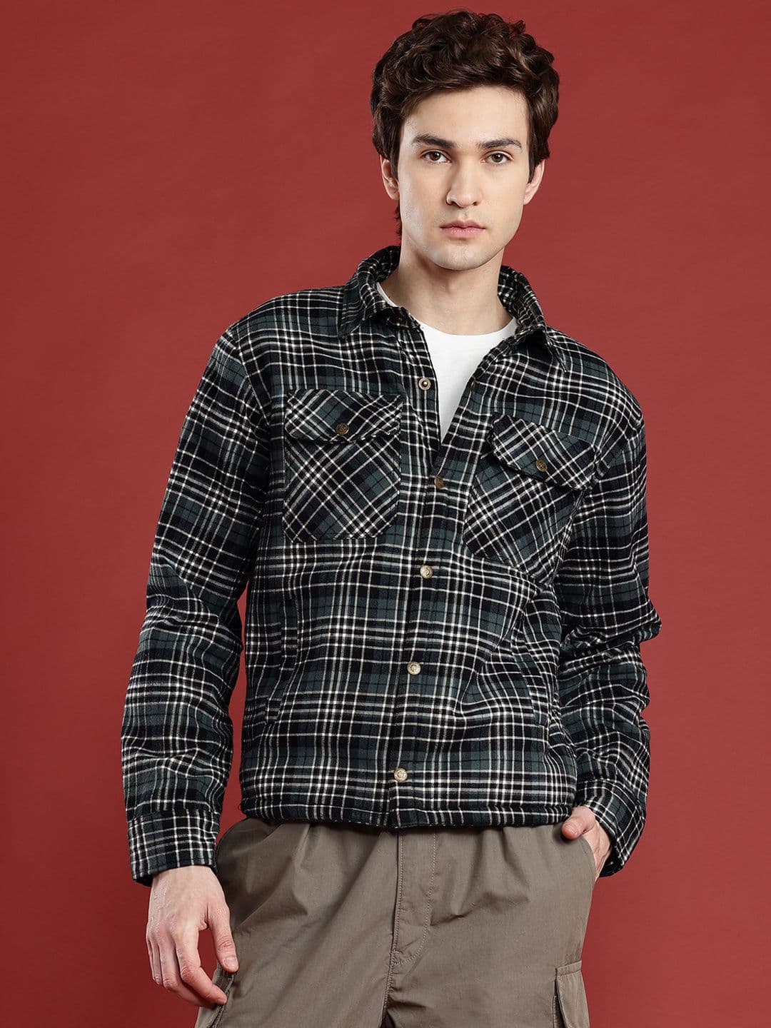 Leather Retail Men Checked Woollen Lightweight Tweed Tailored Jacket - view 1