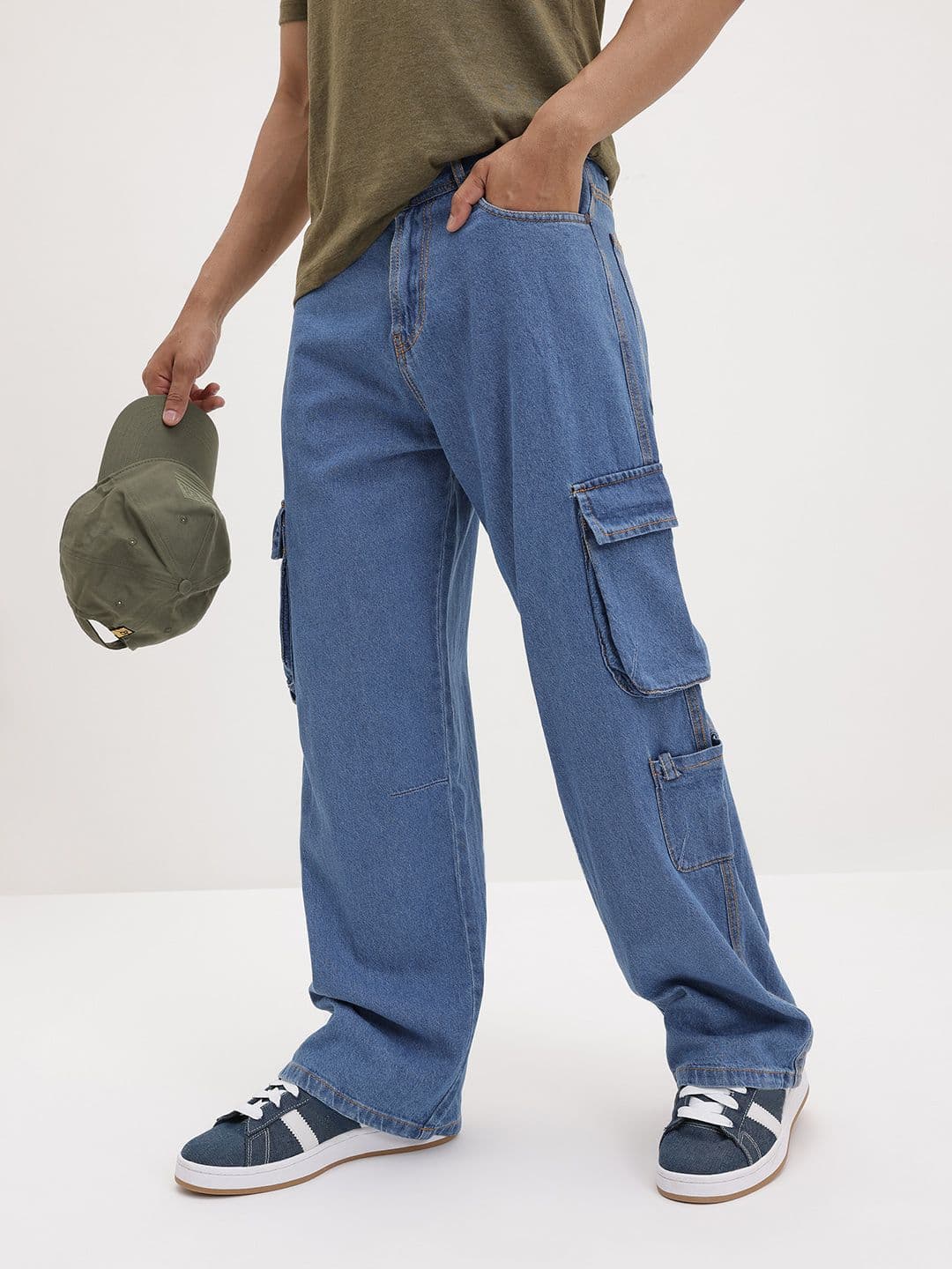 The Roadster Life Co. Men Loose Wide Leg Mid-Rise Cargo Jeans - view 1