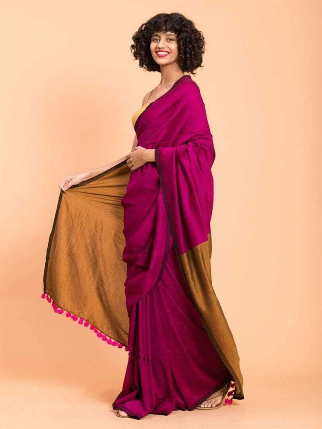Saree star Colourblocked Handloom Taant Sarees - view 1