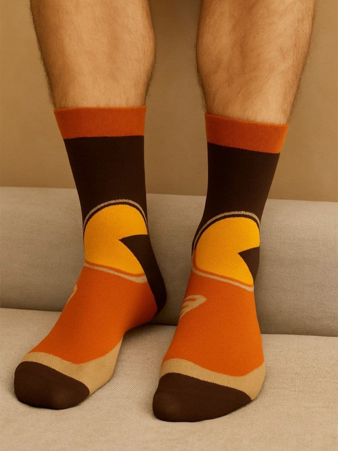 ZEVORA Abstract Patterned Cotton Calf-Length Socks - view 1
