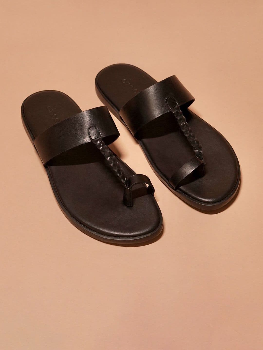 dmodot Men Pelle Kohlo Nero Leather Sandals - view 1