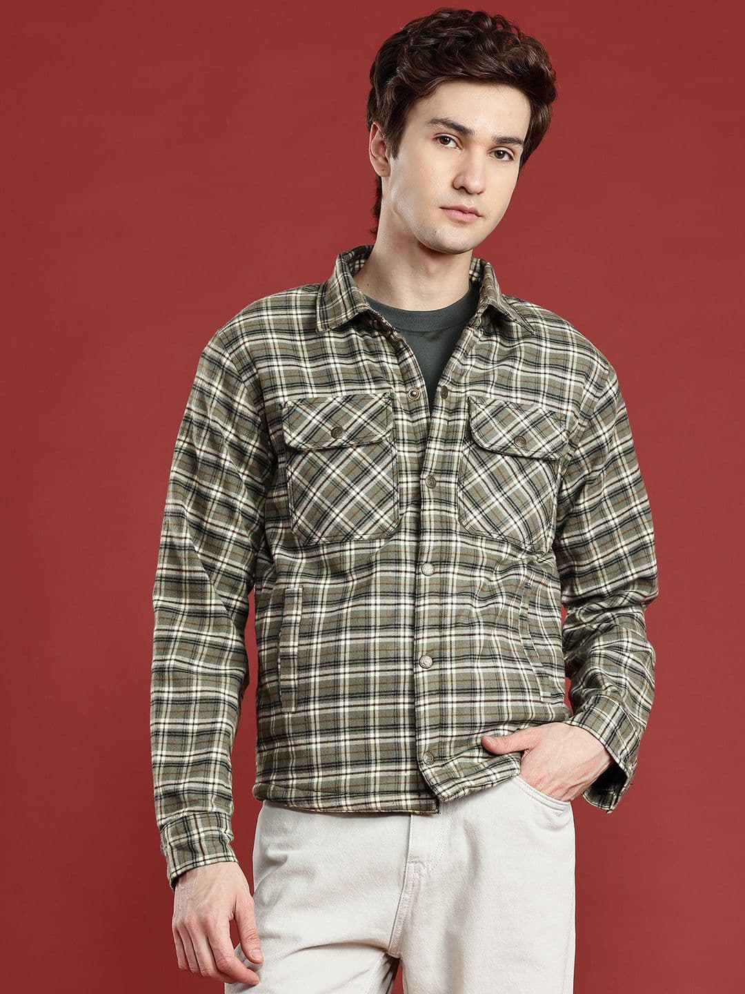 Leather Retail Men Checked Woollen Lightweight Tailored Jacket - view 1