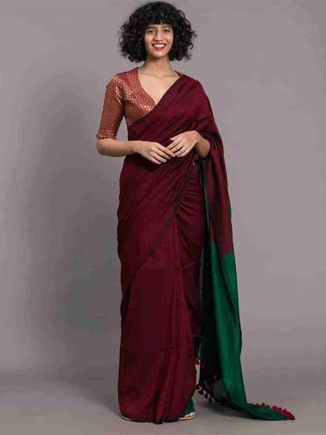 Saree star Colourblocked Taant Saree - view 1