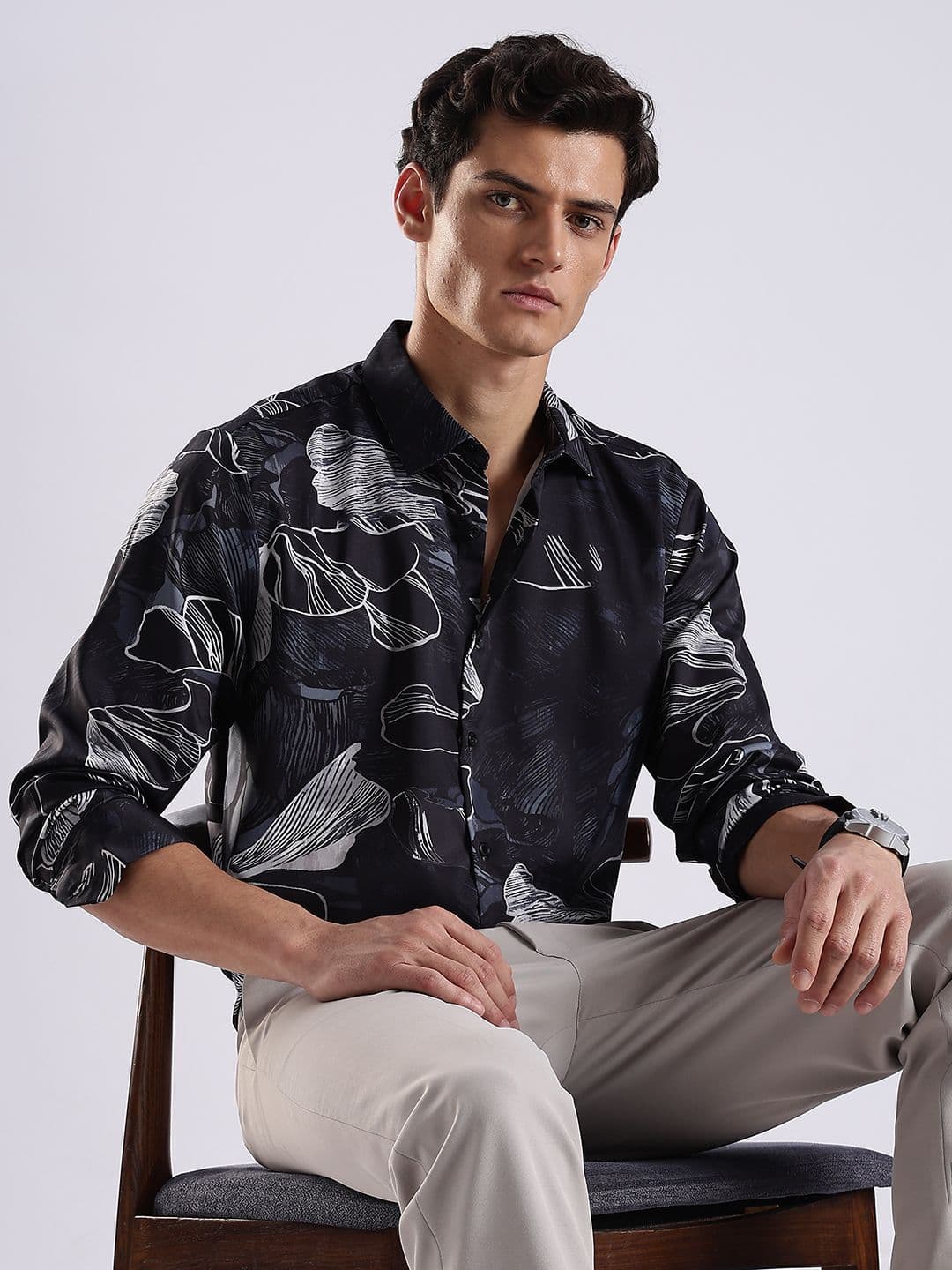 Guns & Sons Club Floral Art Printed Spread Collar Casual Shirt - view 1