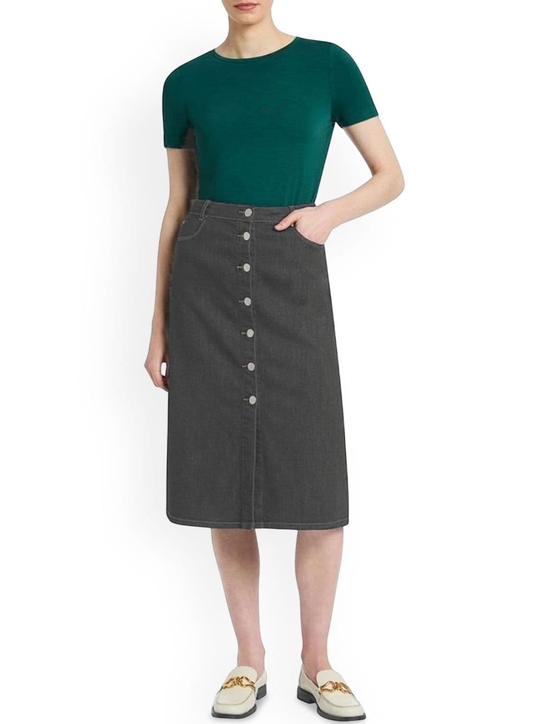 Tripursundari Fashion Women Straight Denim Midi Skirt - view 1