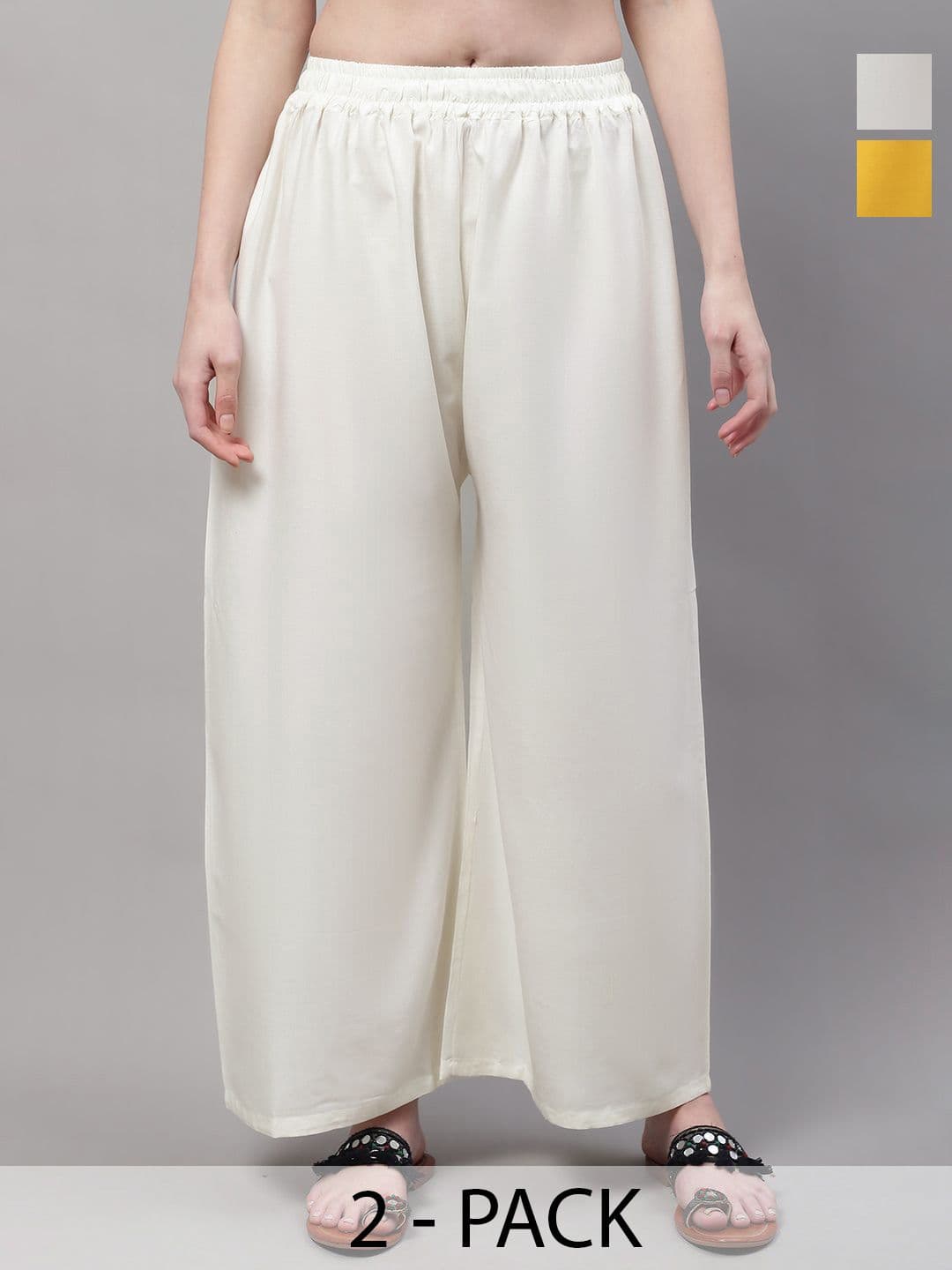 Valles365 by S.C. Women Pack Of 2 Solid Flared Palazzos - view 1