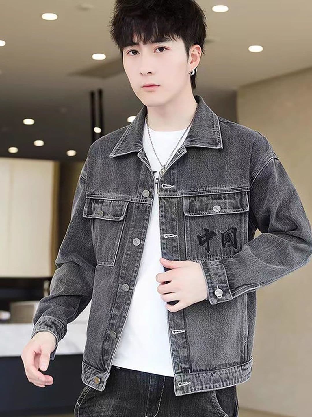 StyleCast Men Typography Long Sleeves Denim Jacket - view 1