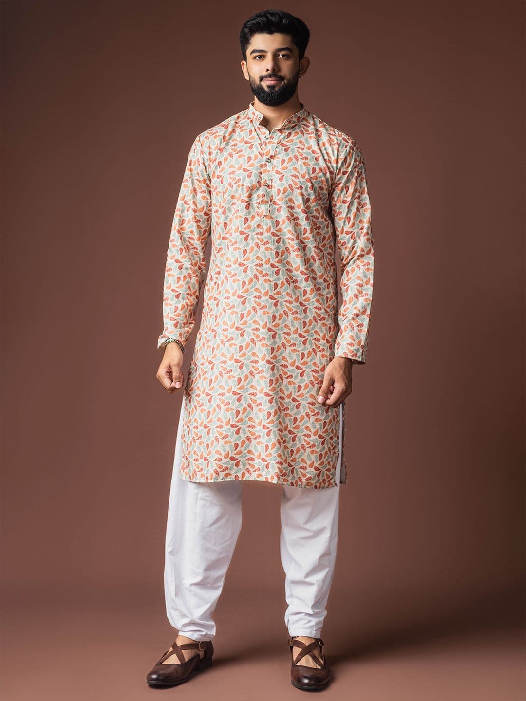 Rawayi Men Ethnic Motifs Printed Long Sleeve Straight Kurta - view 1