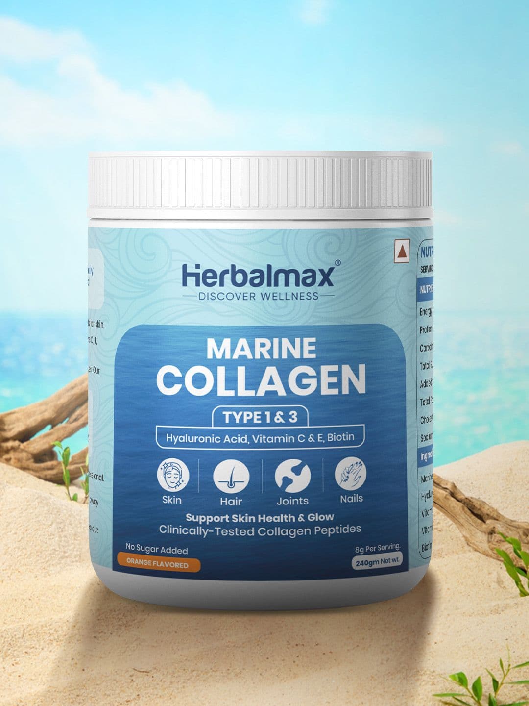 Herbal max Orange Flavoured Skin Radiance Marine Collagen Powder with Vitamin C - 240 g - view 1