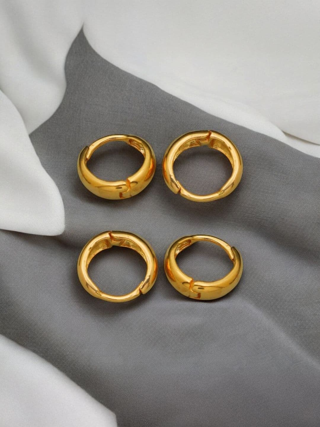 MA FASHION Set Of 2 Unisex Gold-Plated Circular Shaped Hoop Earrings - view 1