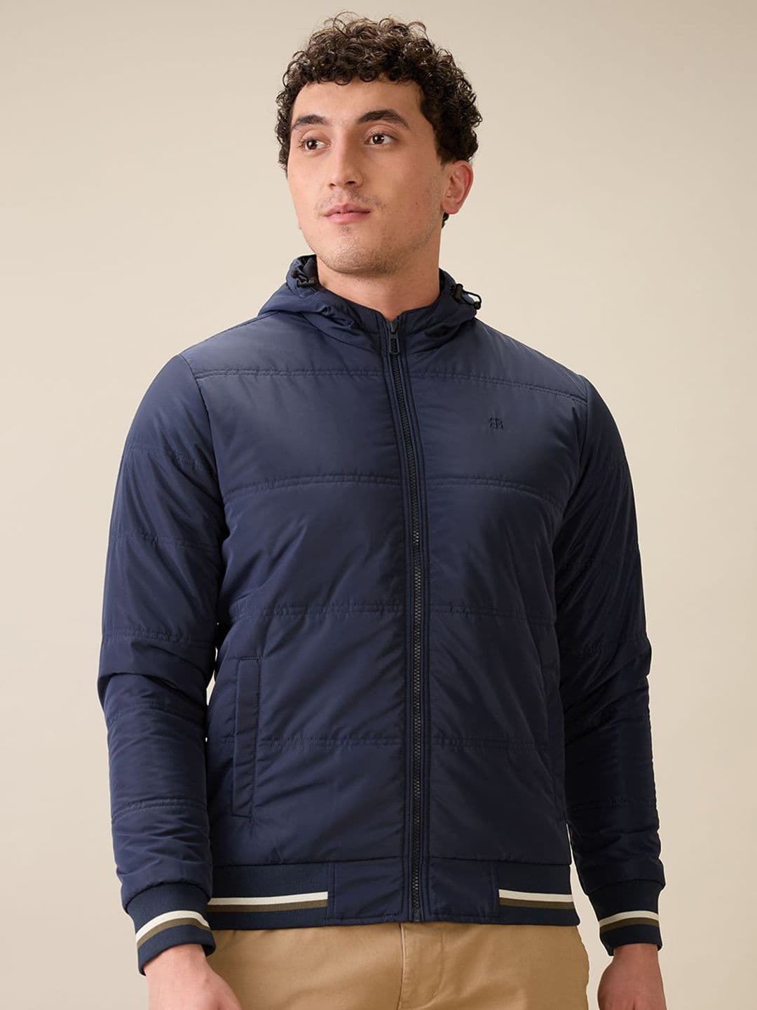 Raymond Men Hooded Solid Bomber Jacket - view 1