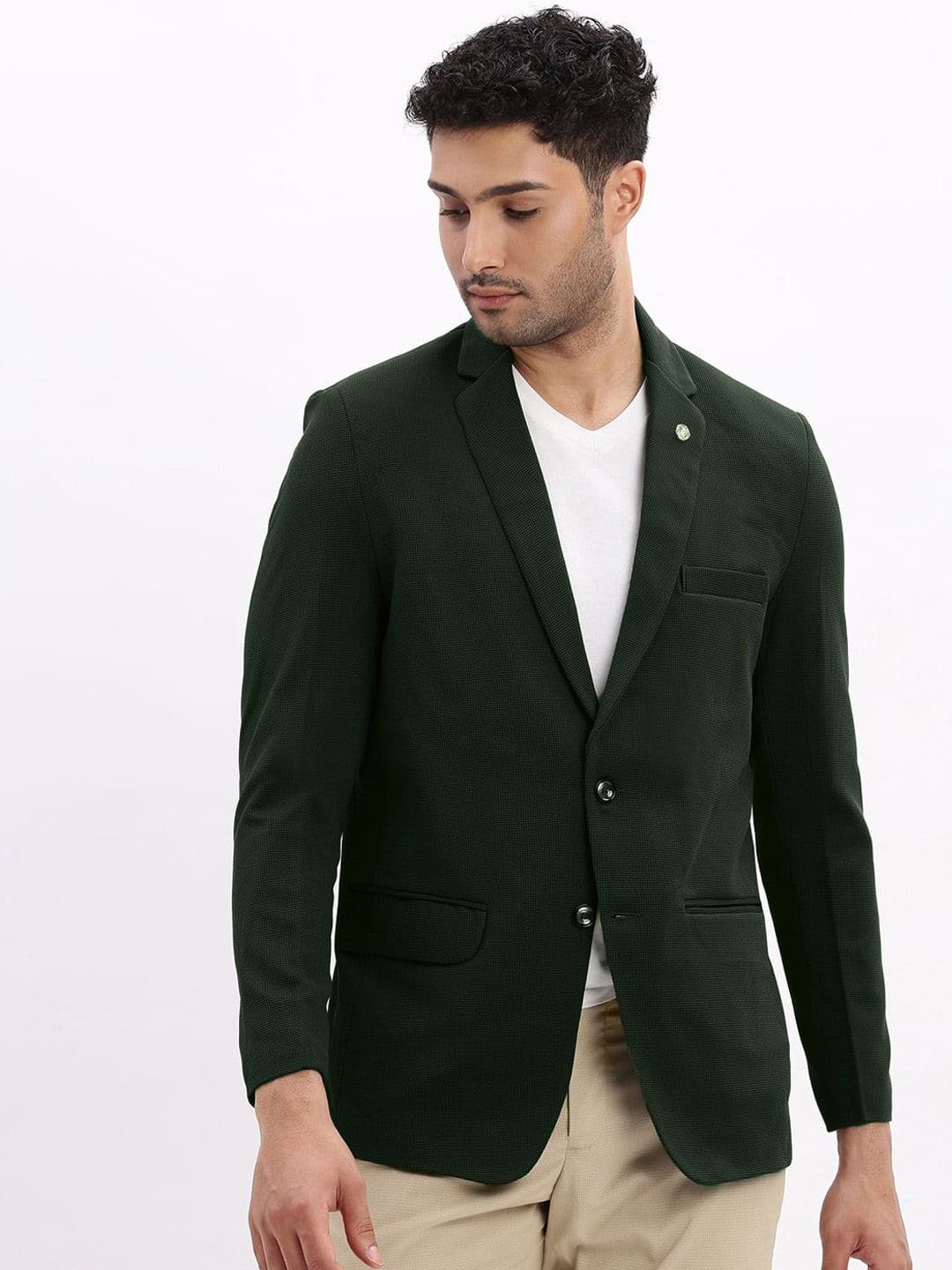 SHOWOFFFF Self Design Slim-Fit Notched Lapel Single Breasted Blazer - view 1