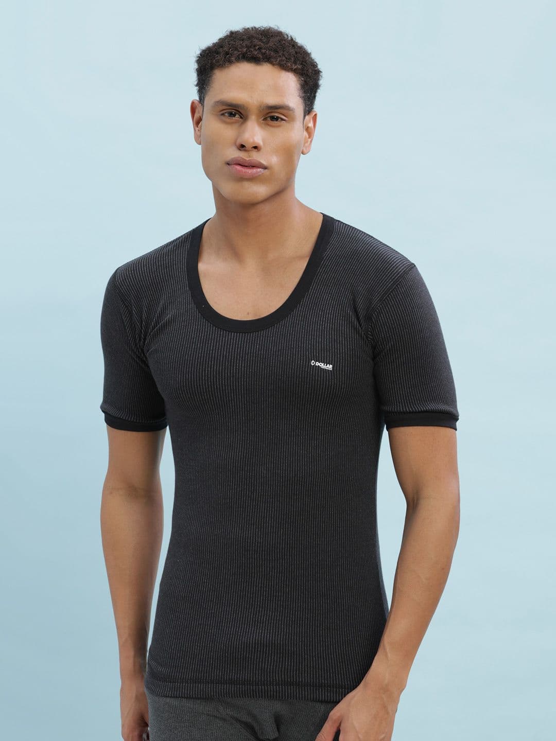 Dollar Ultra Men Black Striped Thermal T-shirt - view 1