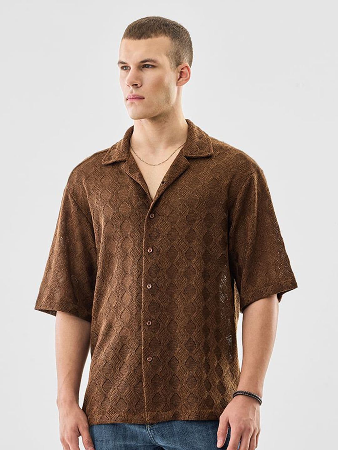 Snitch Men Textured Cuban Collar Casual Shirt - view 1