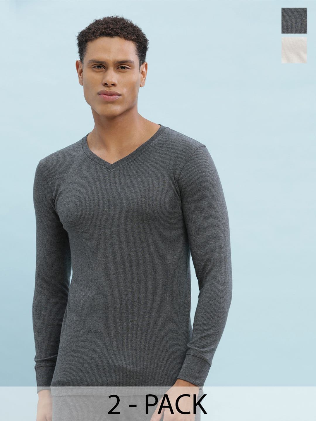 Force NXT Pack Of 2 V-Neck Cotton Thermal Tops - view 1