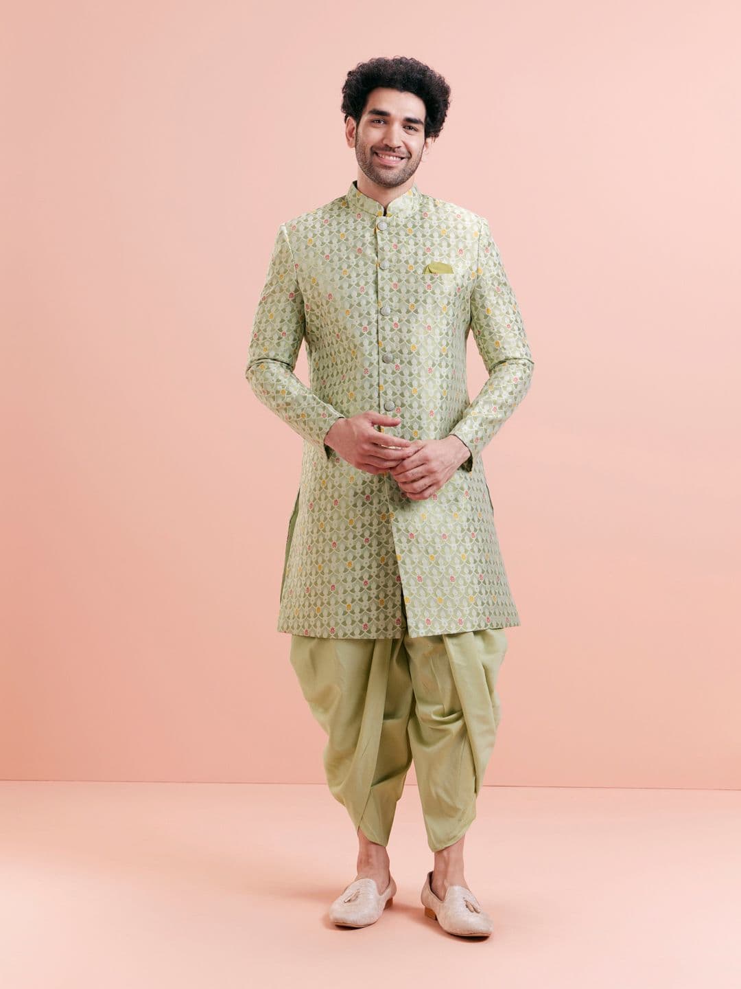 KISAH Woven Design Indowestern Sherwani Set