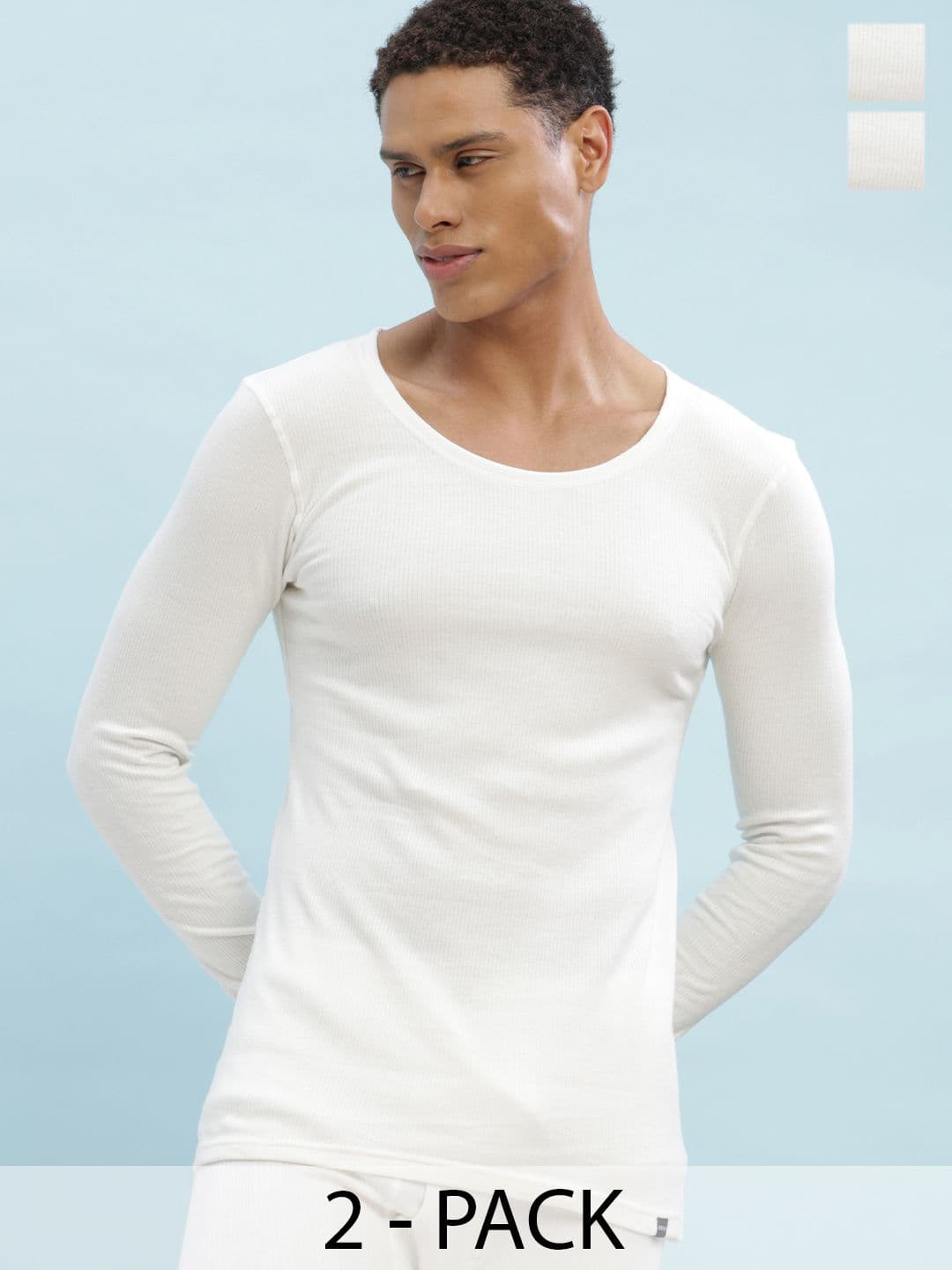Force NXT Pack Of 2 Ribbed Cotton Thermal Tops - view 1