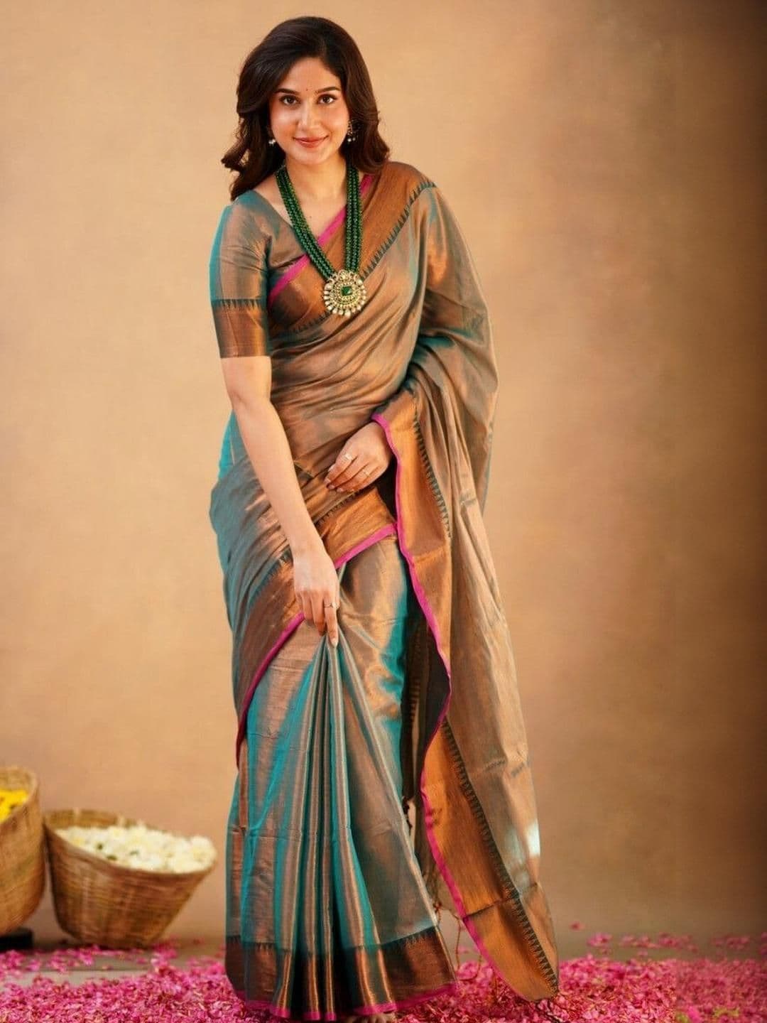 SUSHRITA BOUTIQUE Woven Design Zari Tissue Saree - view 1