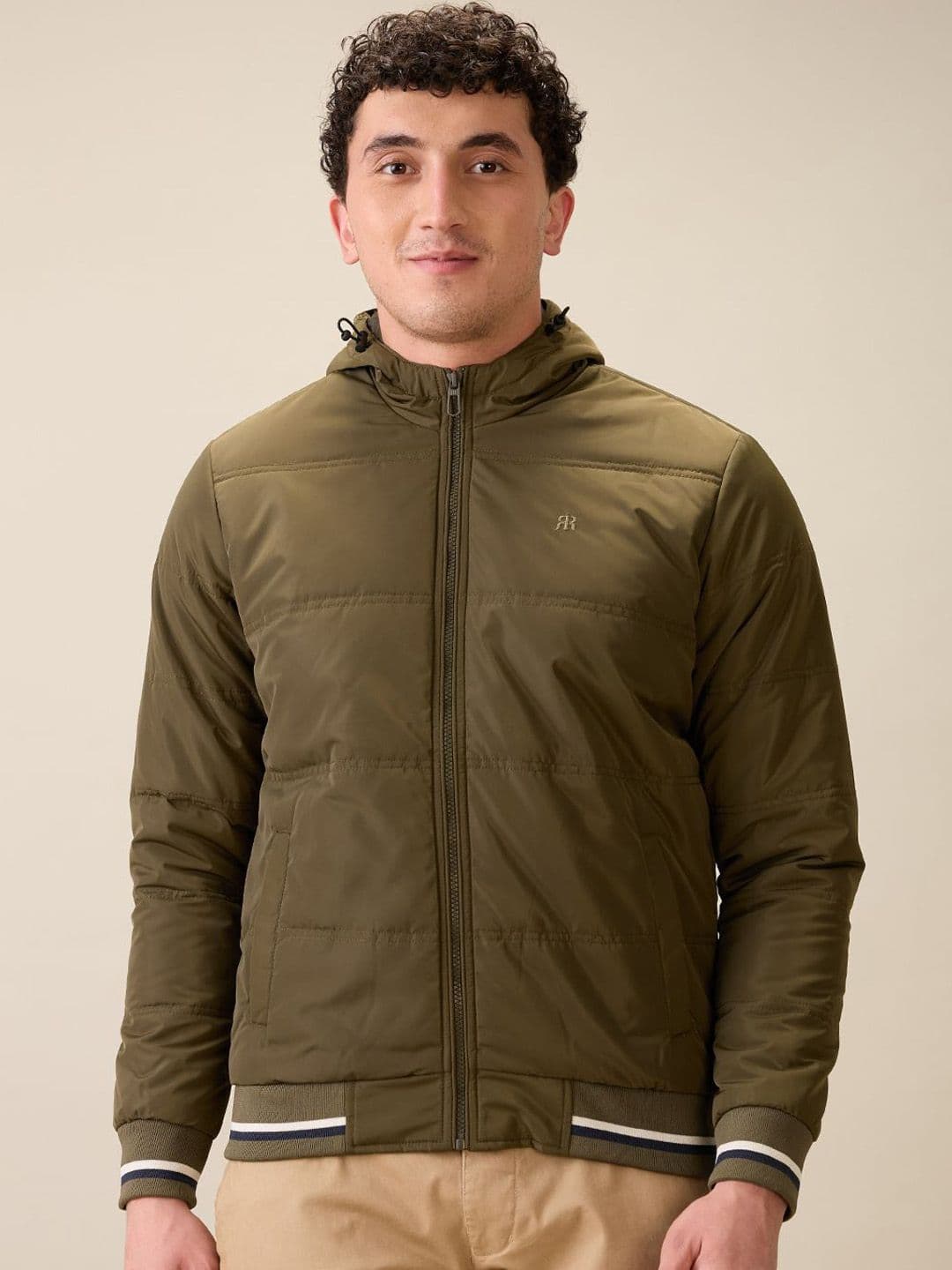 Raymond Men Hooded Solid Bomber Jacket - view 1