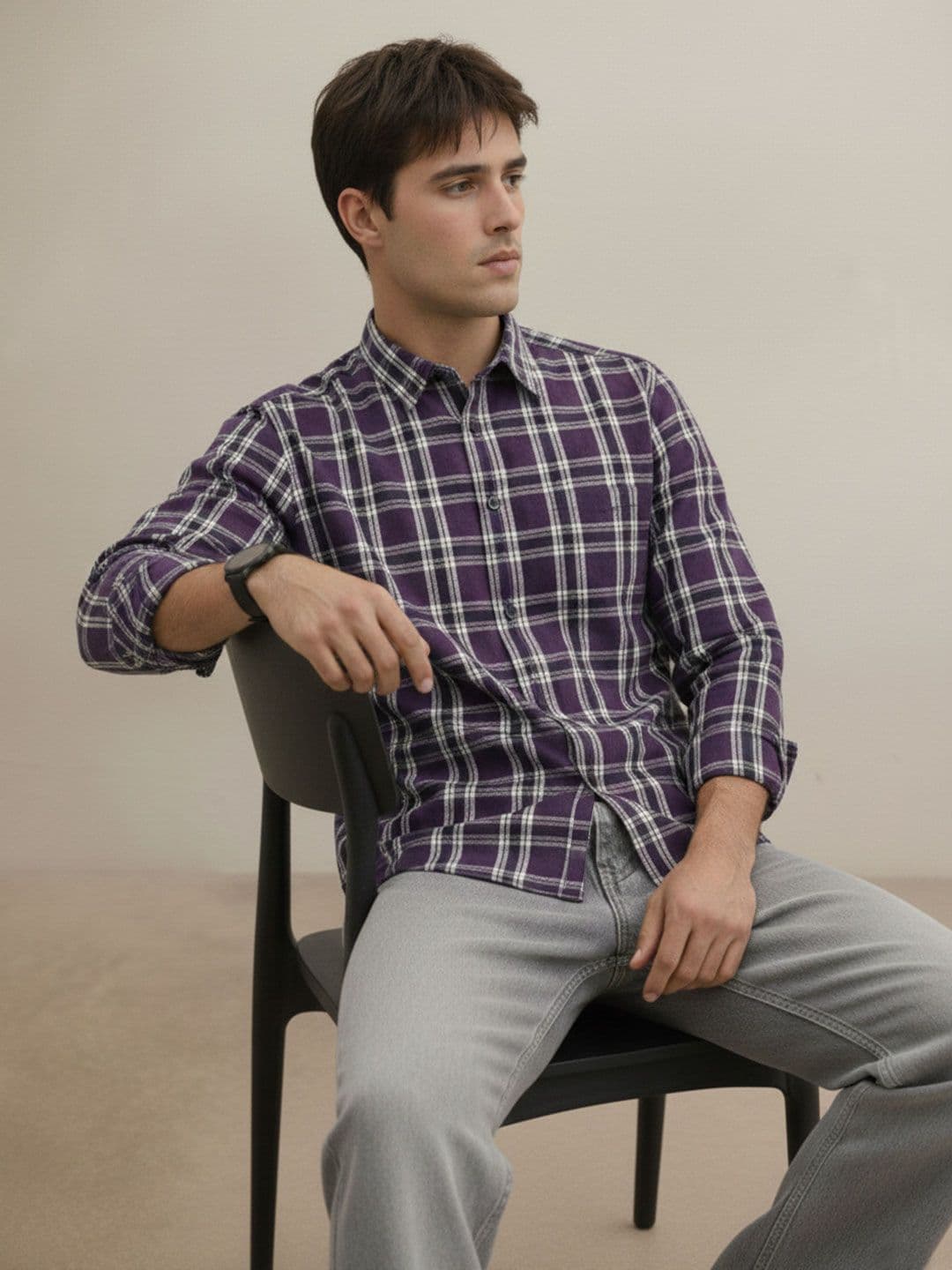 THE SHIRT CODE Pure Cotton Tartan Checked Casual Shirt - view 1