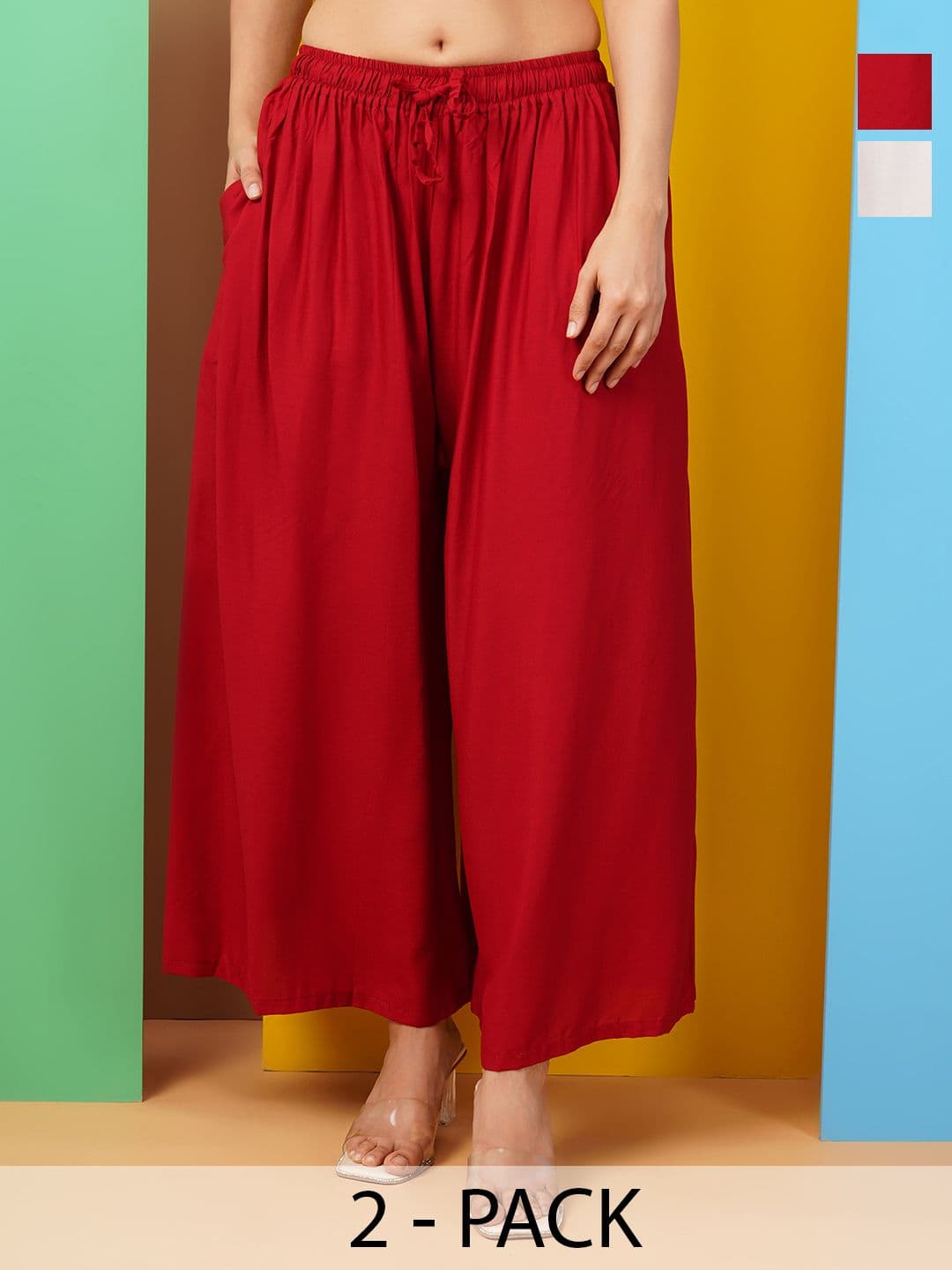 LEGITLOOKS Women Pack of 2 Flared Palazzos - view 1