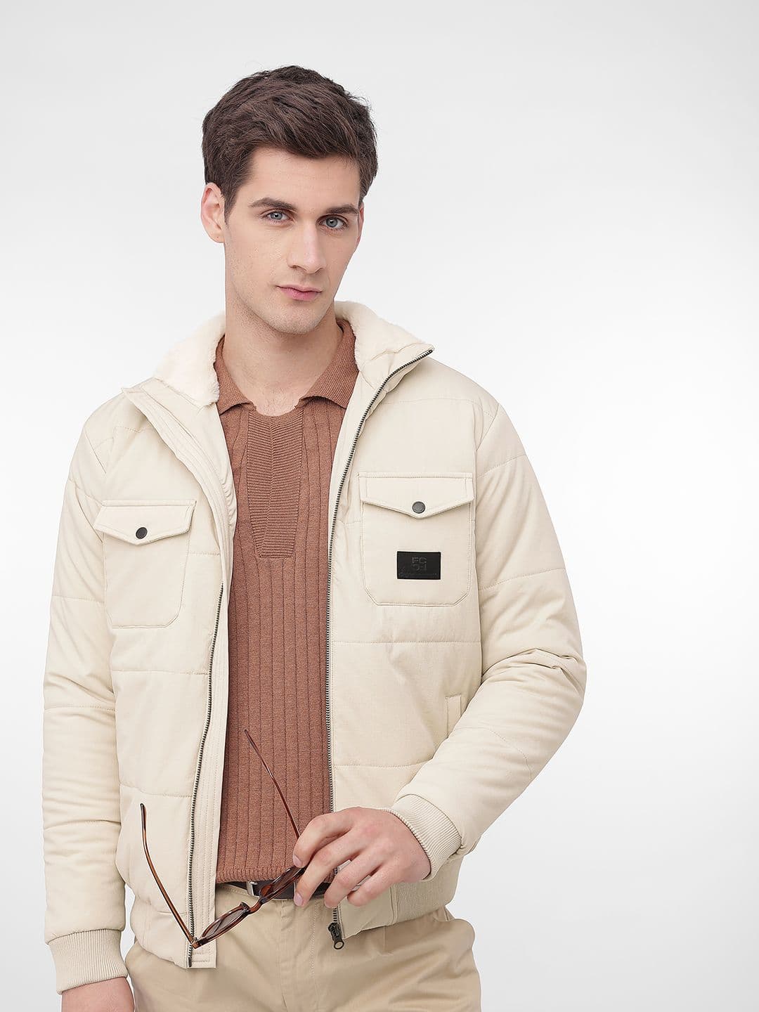 French Connection Mock Collar Puffer Bomber Jacket - view 1