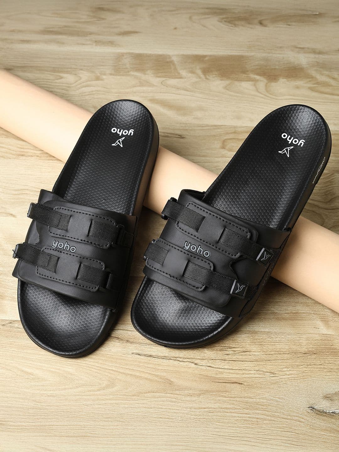 yoho Cityrift Men Textured Open Toe Sliders Flip Flops - view 1