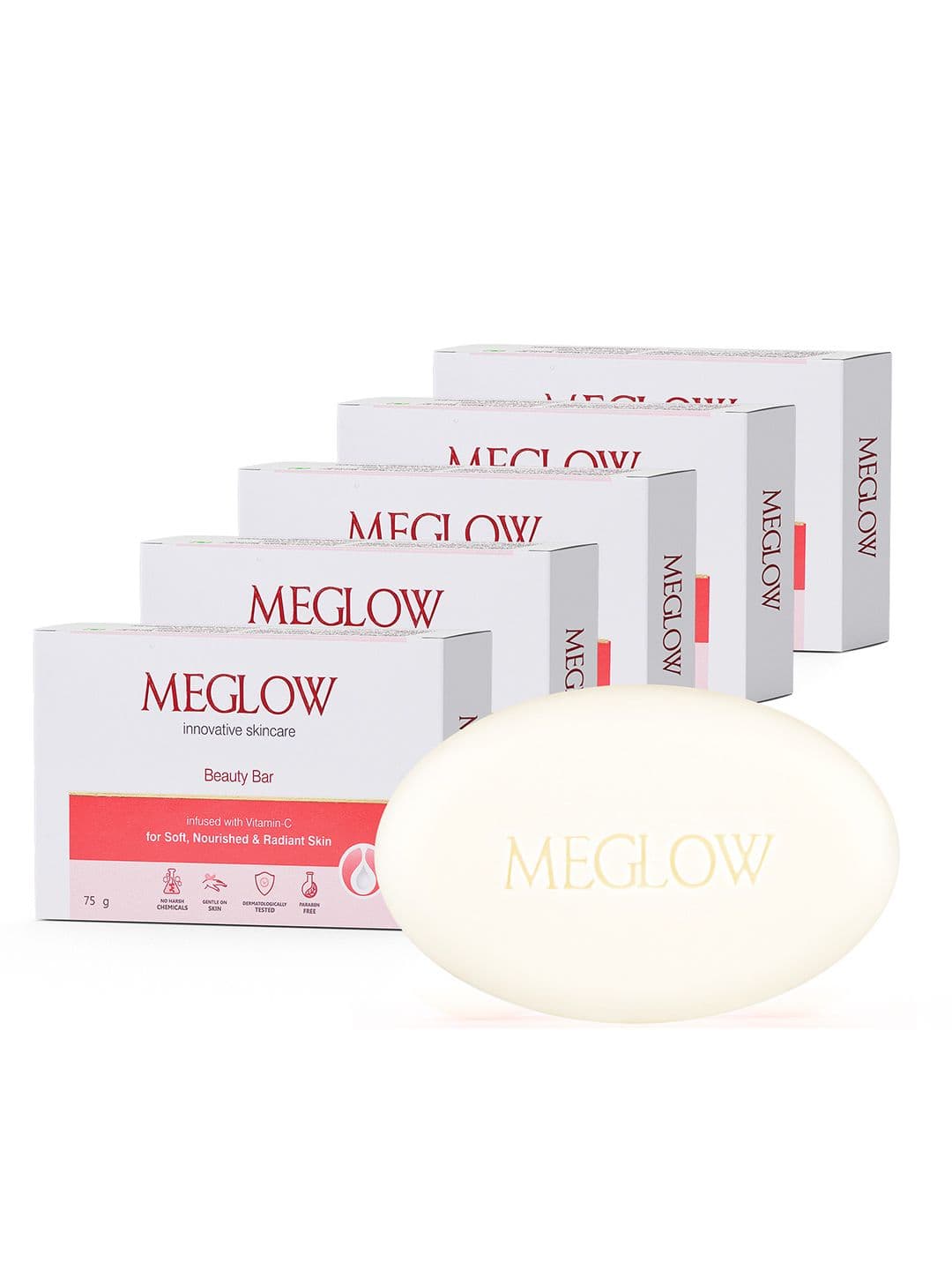 MEGLOW Set Of 5 Beauty Soap With Vitamin C - 75g Each - view 1