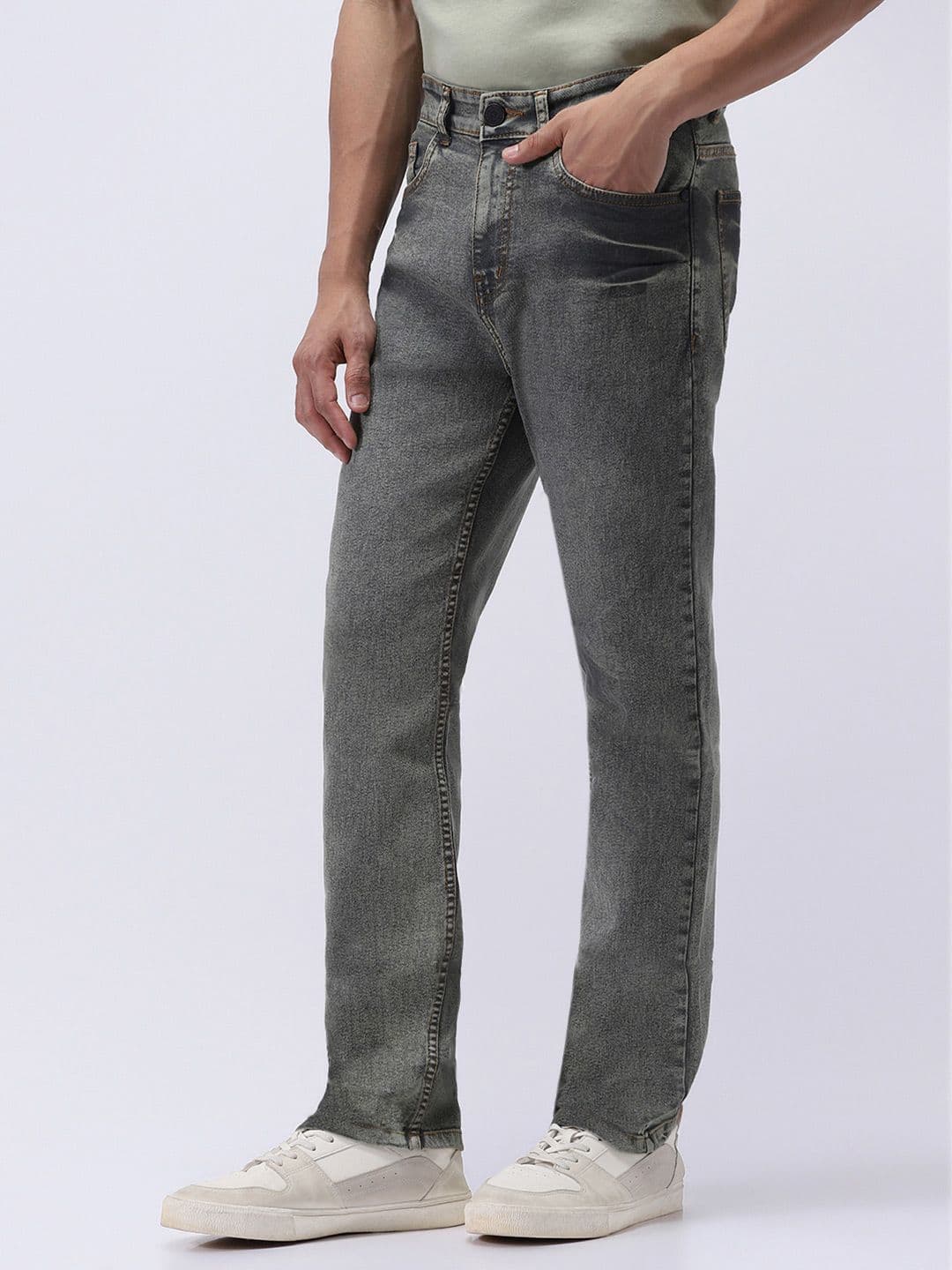 Urbano Fashion Men Straight Fit Mid-Rise Heavy Fade Stretchable Jeans - view 1