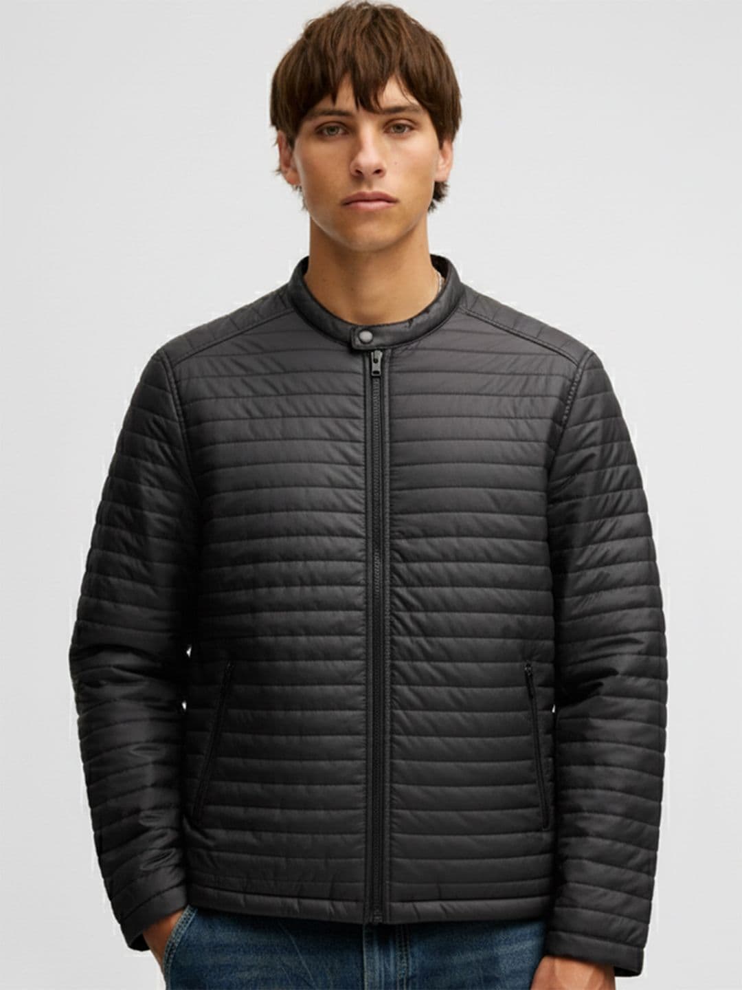 HIGHLANDER Men Black Solid Padded Jacket - view 1