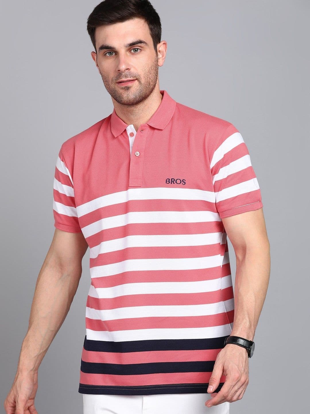 3BROS Men Striped Polo Collar T-shirt - view 1