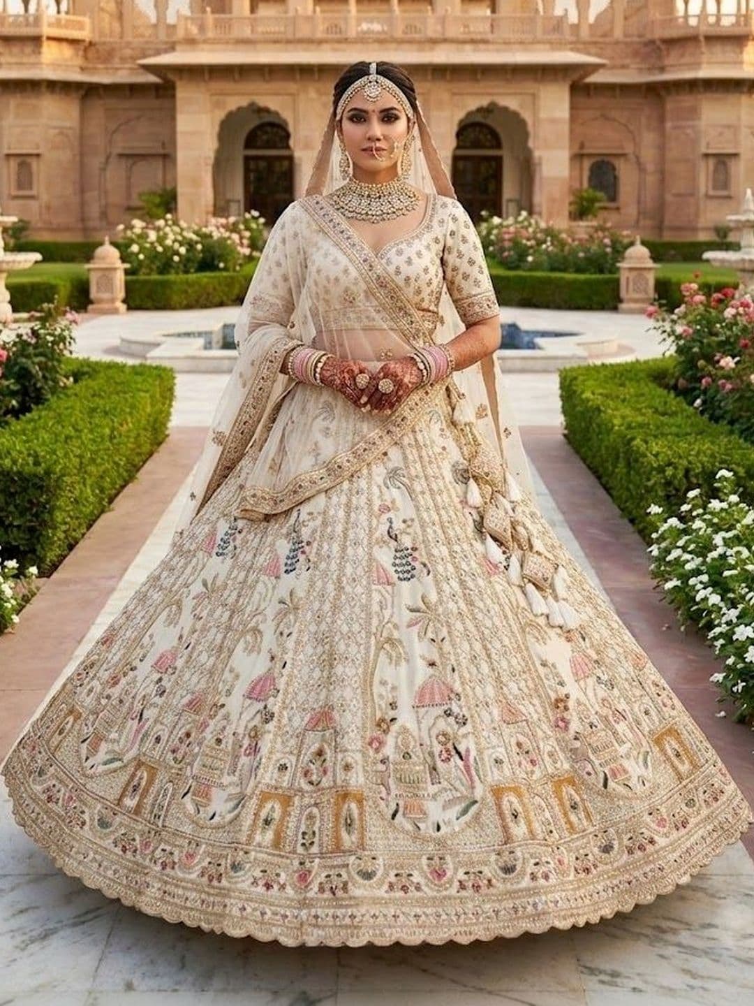 JIYANA WOMENS CHOICE Embroidered Sequinned Semi-Stitched Lehenga & Unstitched Blouse With Dupatta - view 1