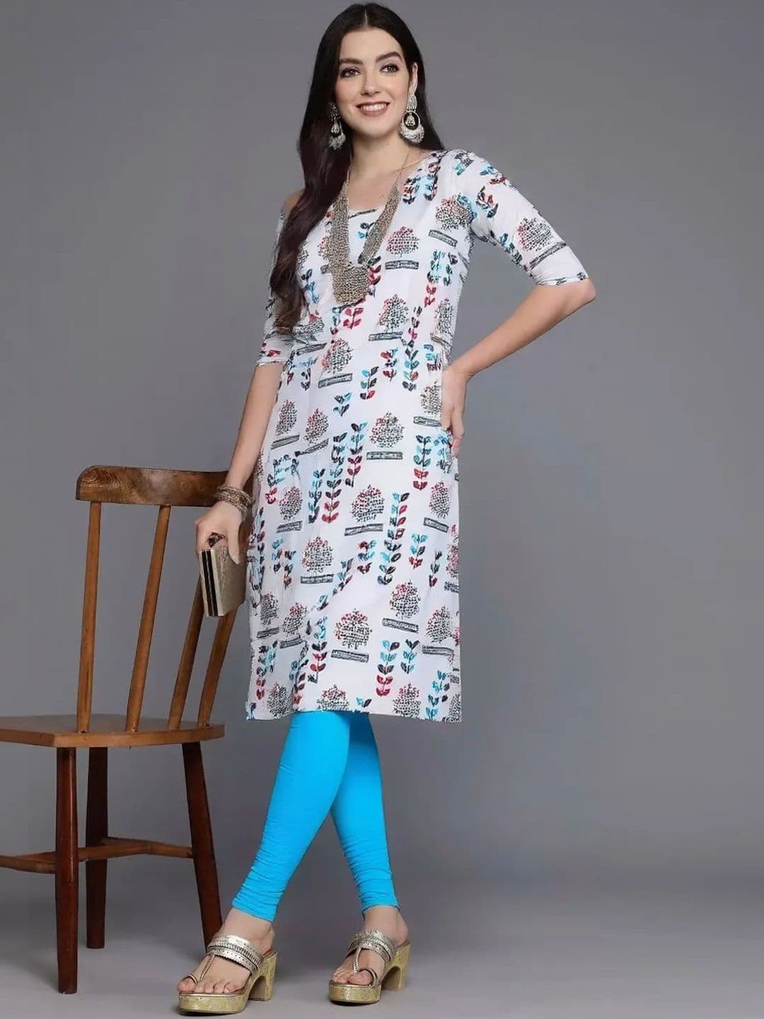 popmantra Women Ethnic Motifs Printed Crepe Kurta - view 1