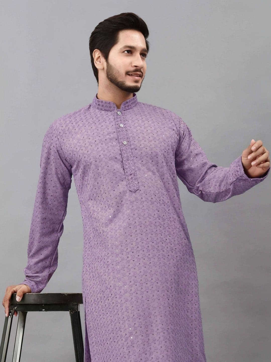 Parrth Enterprisess Men Embroidered Thread Work Handloom Pathani Kurta - view 1