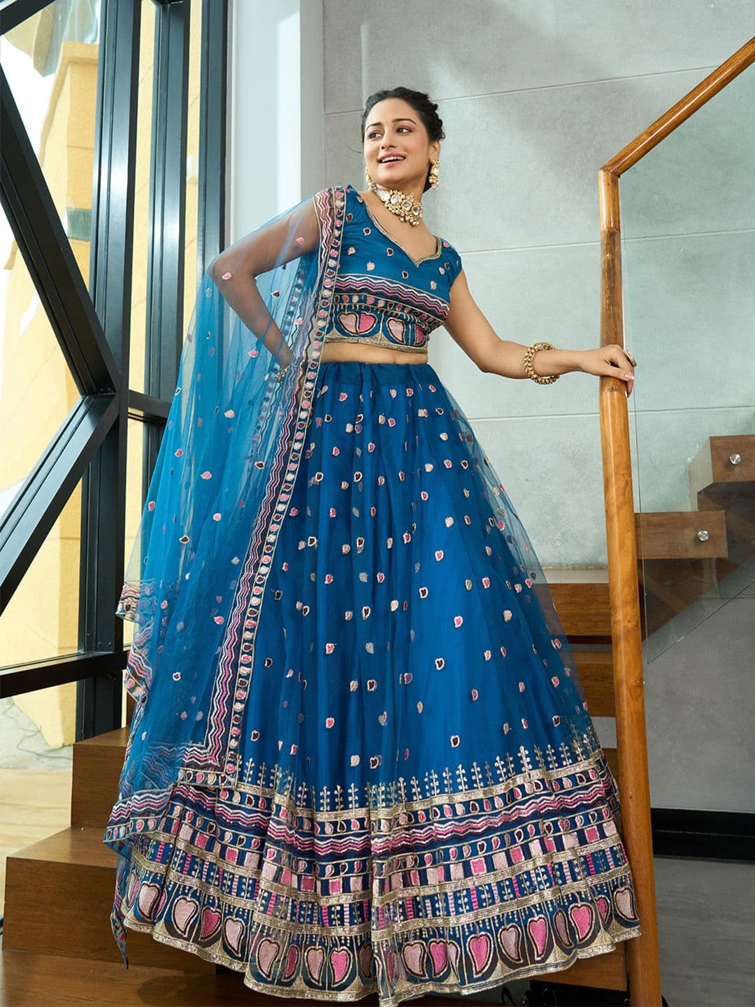 KALINI Embellished Sequinned Ready to Wear Lehenga & Unstitched Blouse With Dupatta - view 1