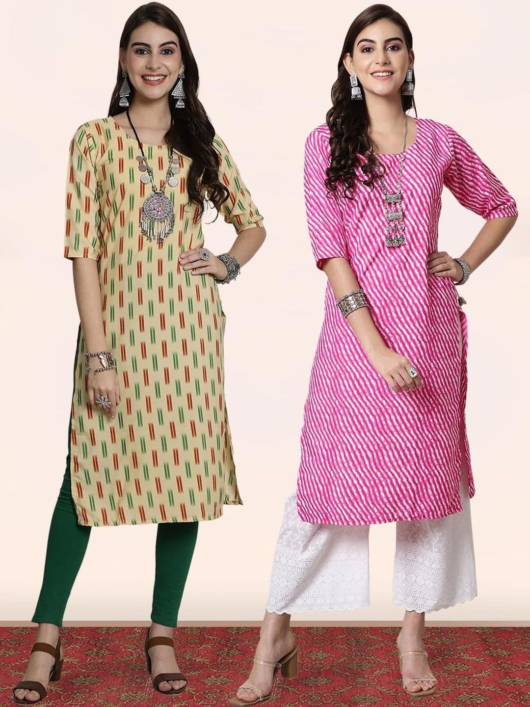 popmantra Women Ethnic Motifs Printed Crepe Kurta - view 1